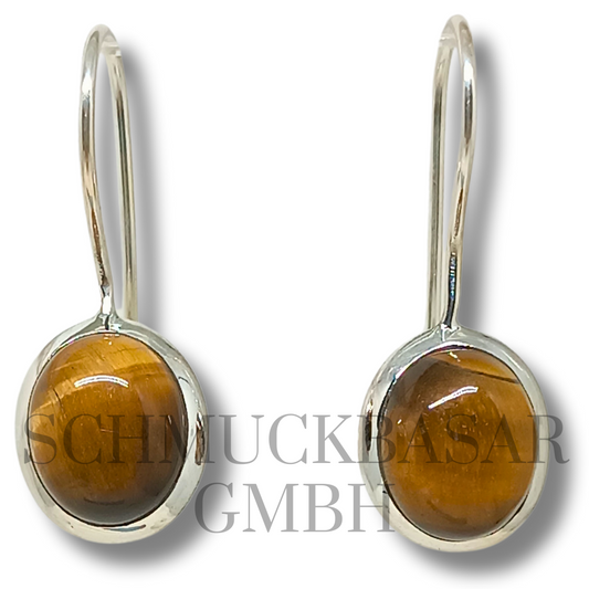 SILVER TIGER EYE STONE EARRINGS