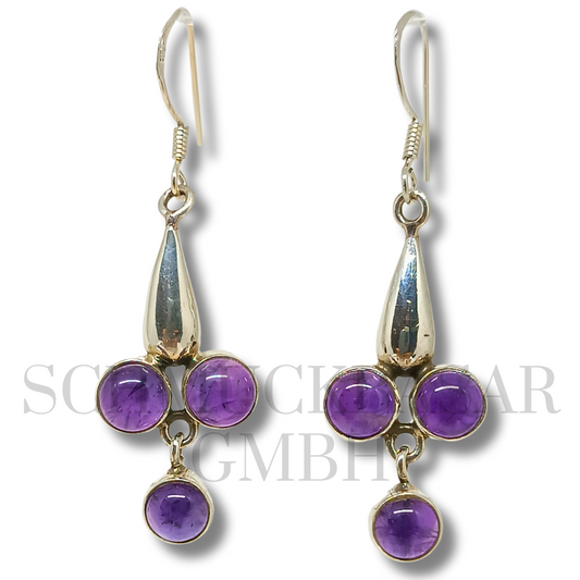 SILVER AMETHYST STONE EARRINGS