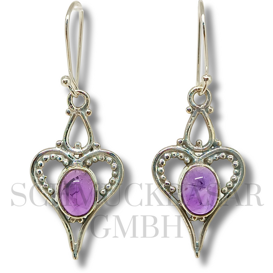 SILVER AMETHYST STONE EARRINGS