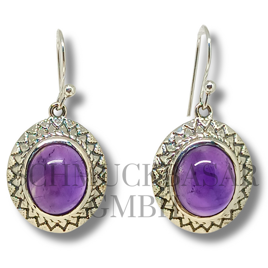 SILVER AMETHYST STONE EARRINGS