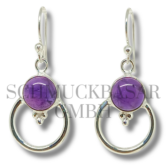 SILVER AMETHYST STONE EARRINGS