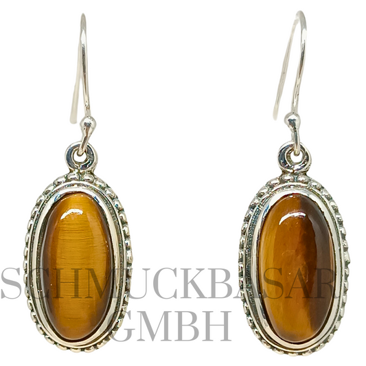 SILVER TIGER EYE STONE EARRINGS
