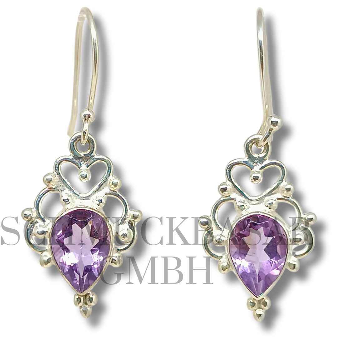 SILVER AMETHYST STONE EARRINGS