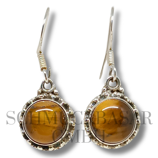 SILVER TIGER EYE STONE EARRINGS