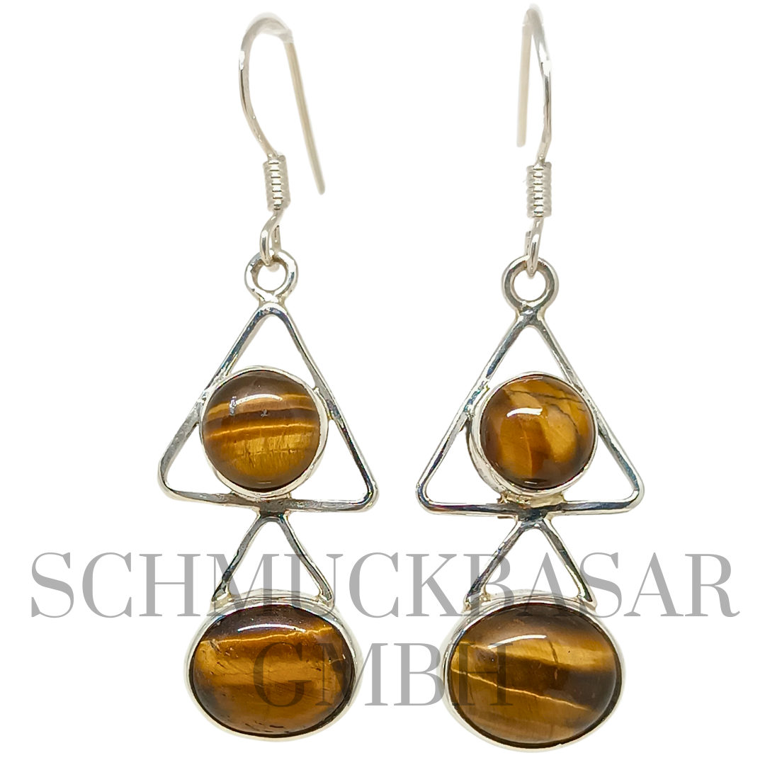 SILVER TIGER EYE STONE EARRINGS