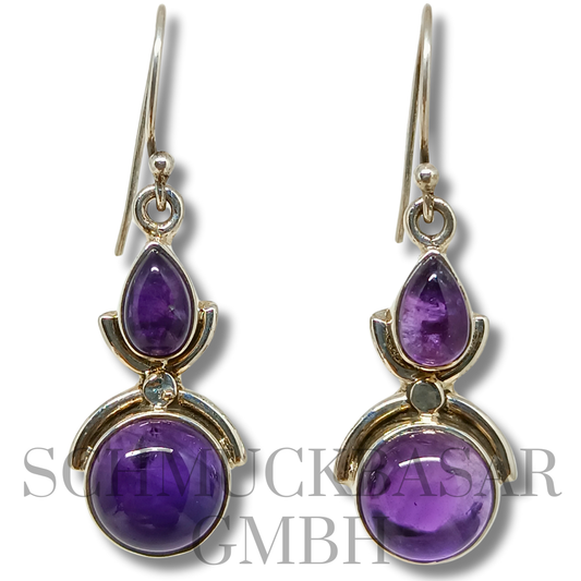 SILVER AMETHYST STONE EARRINGS