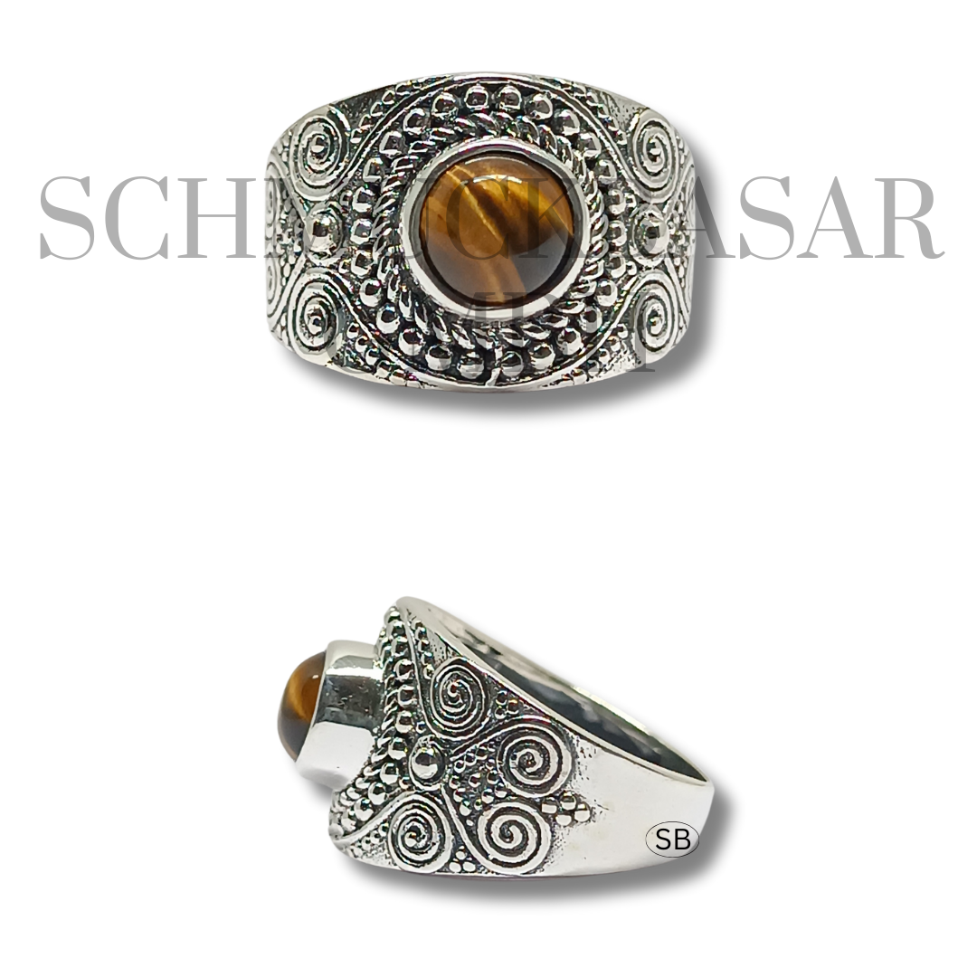 SILVER TIGER EYE STONE RINGS