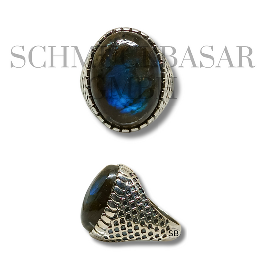 SILVER LABRADORITE STONE RINGS