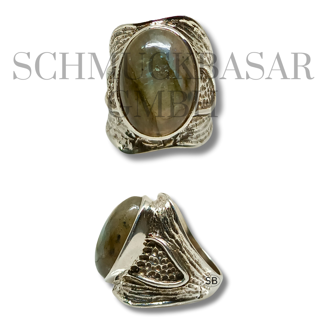 SILVER LABRADORITE STONE RINGS
