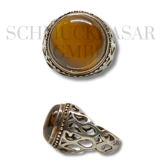 SILVER TIGER EYE STONE RINGS