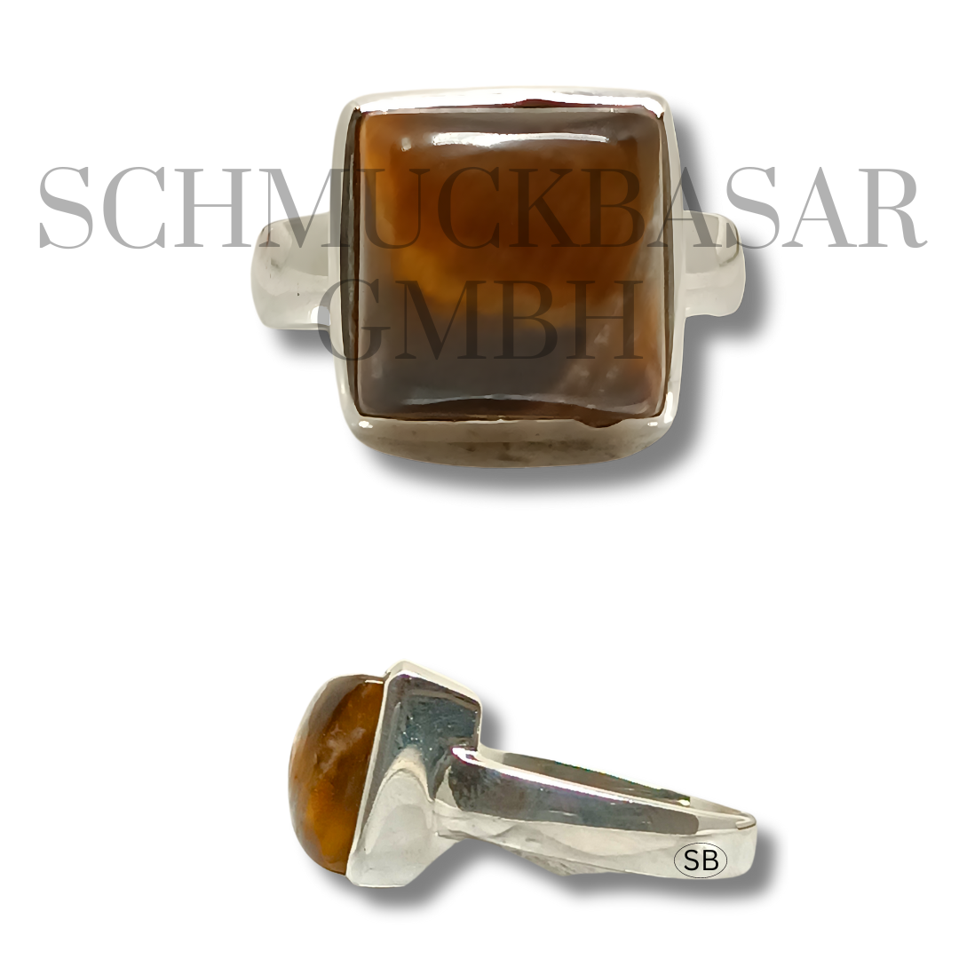 SILVER TIGER EYE STONE RINGS