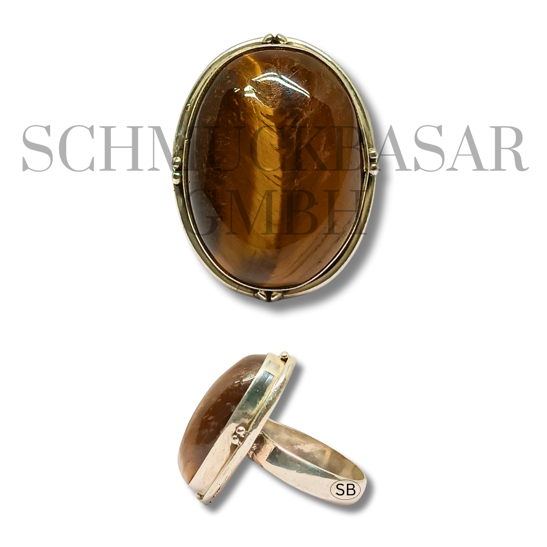SILVER TIGER EYE STONE RINGS