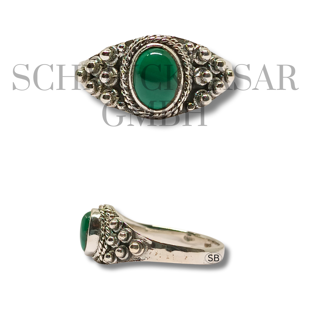 SILVER EMERALD STONE RINGS