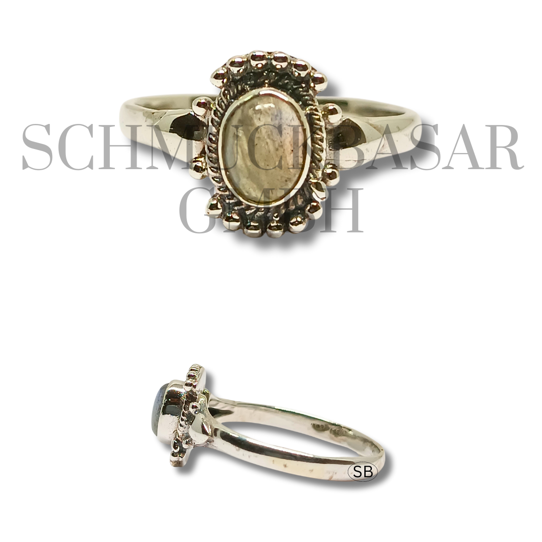 SILVER LABRADORITE STONE RINGS