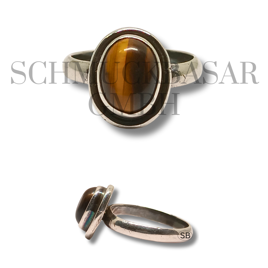SILVER TIGER EYE STONE RINGS