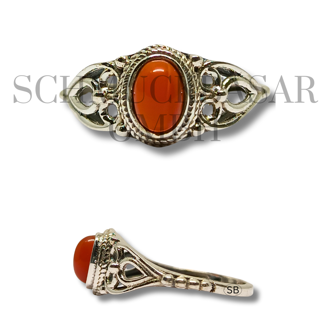 SILVER CARNELIAN STONE RINGS