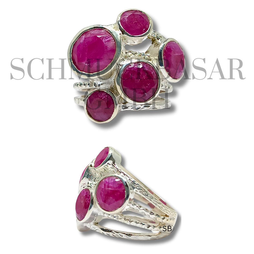 SILVER RUBY STONE RINGS