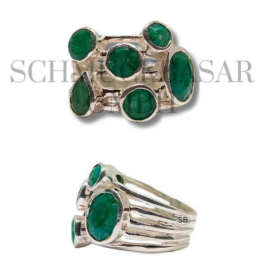 SILVER EMERALD STONE RINGS