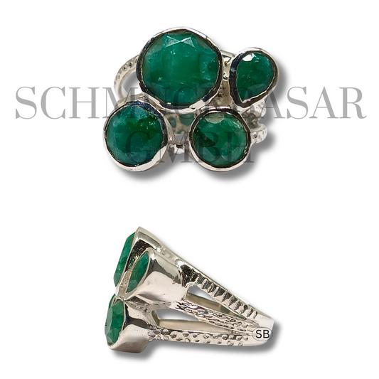 SILVER EMERALD STONE RINGS