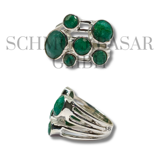 SILVER EMERALD STONE RINGS
