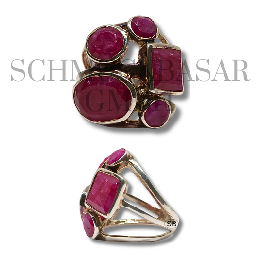 SILVER RUBY STONE RINGS