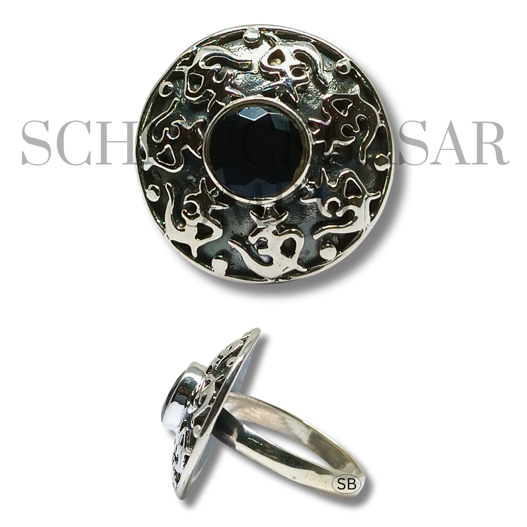 SILVER BLACK ONYX STONE RINGS