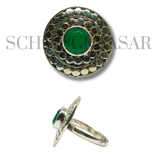 SILVER GREEN ONYX STONE RINGS