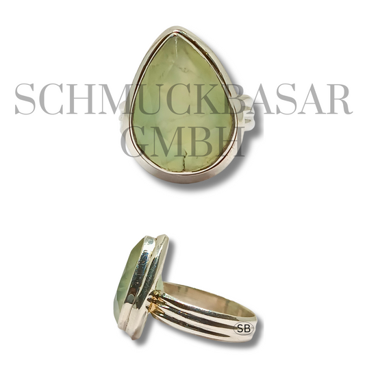 SILVER PREHNITE STONE RINGS
