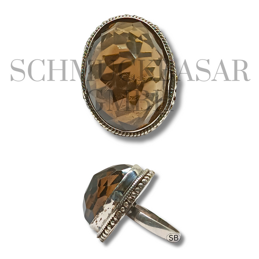SILVER SMOKEY QUARTZ STONE RINGS