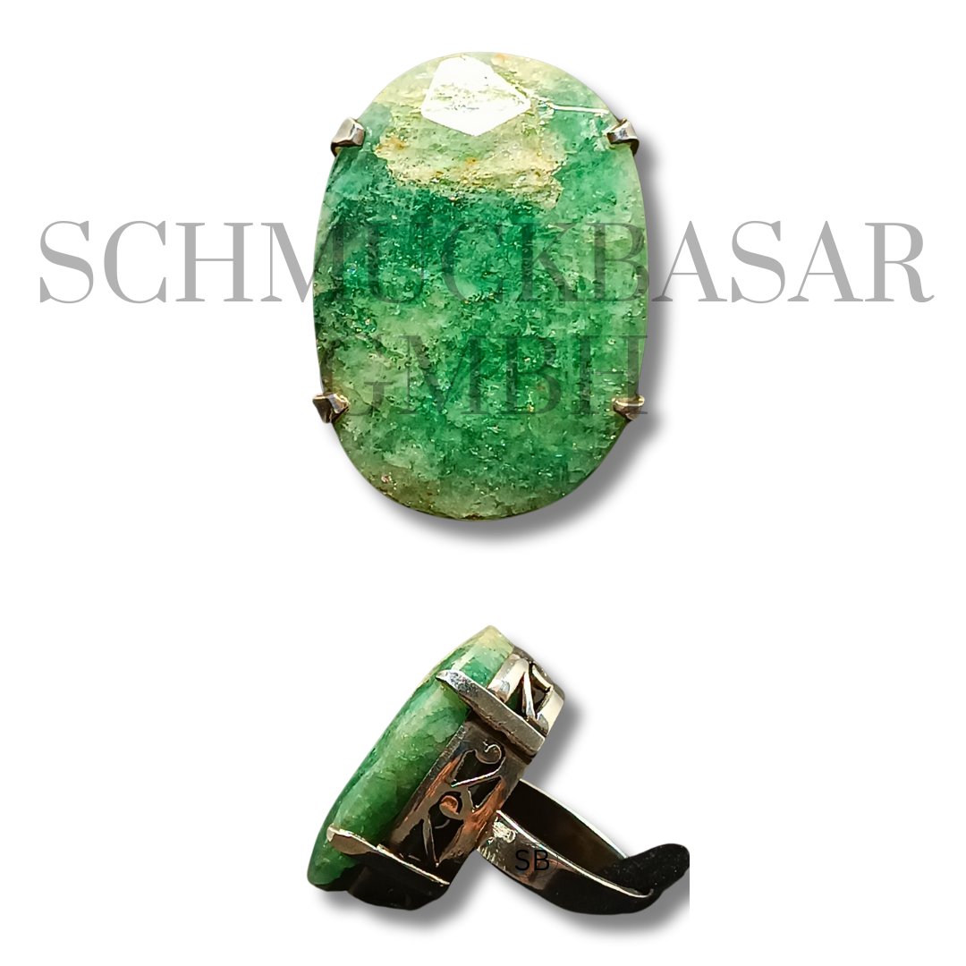 SILVER EMERALD STONE RINGS