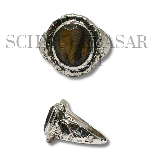SILVER LABRADORITE STONE RINGS