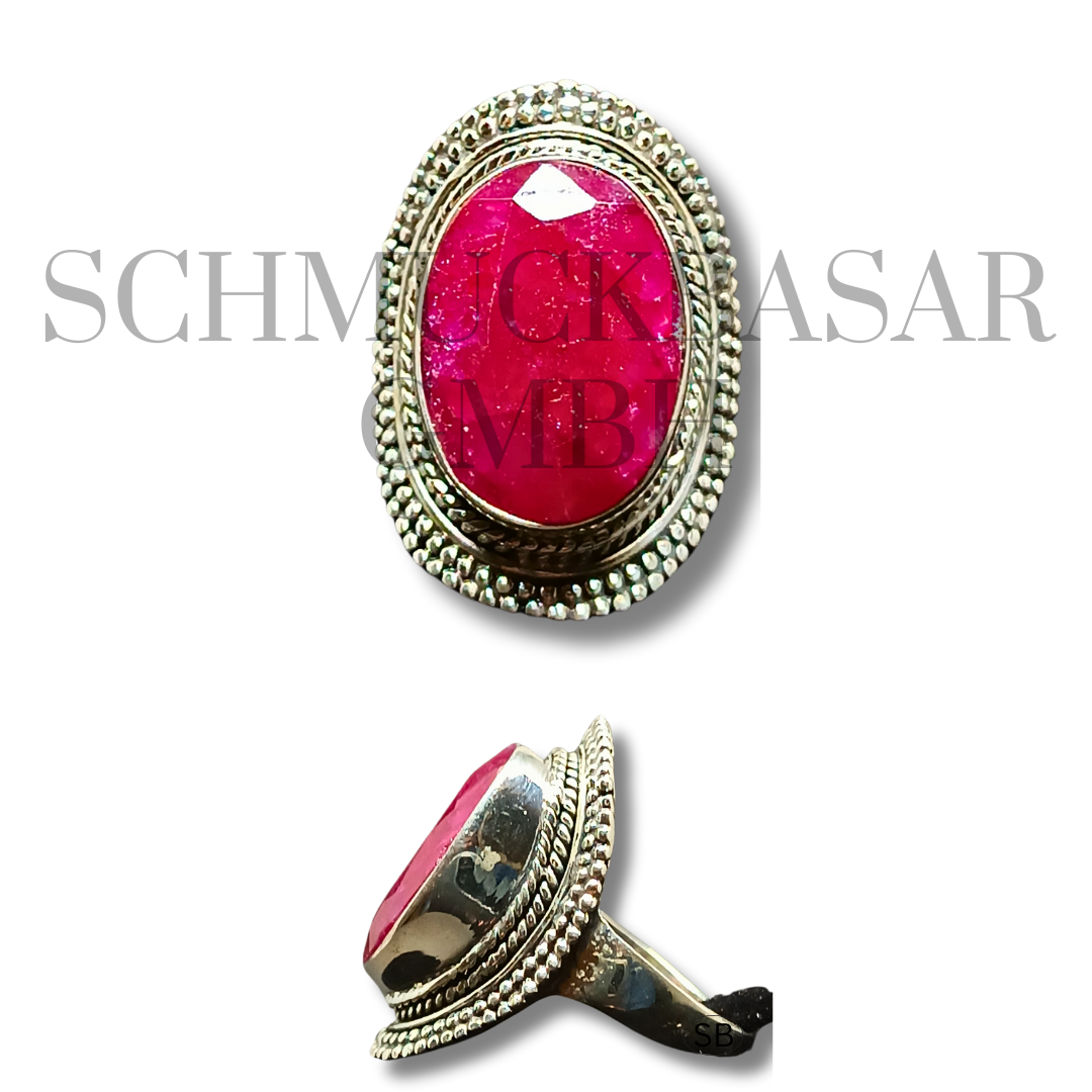 SILVER RUBY STONE RINGS