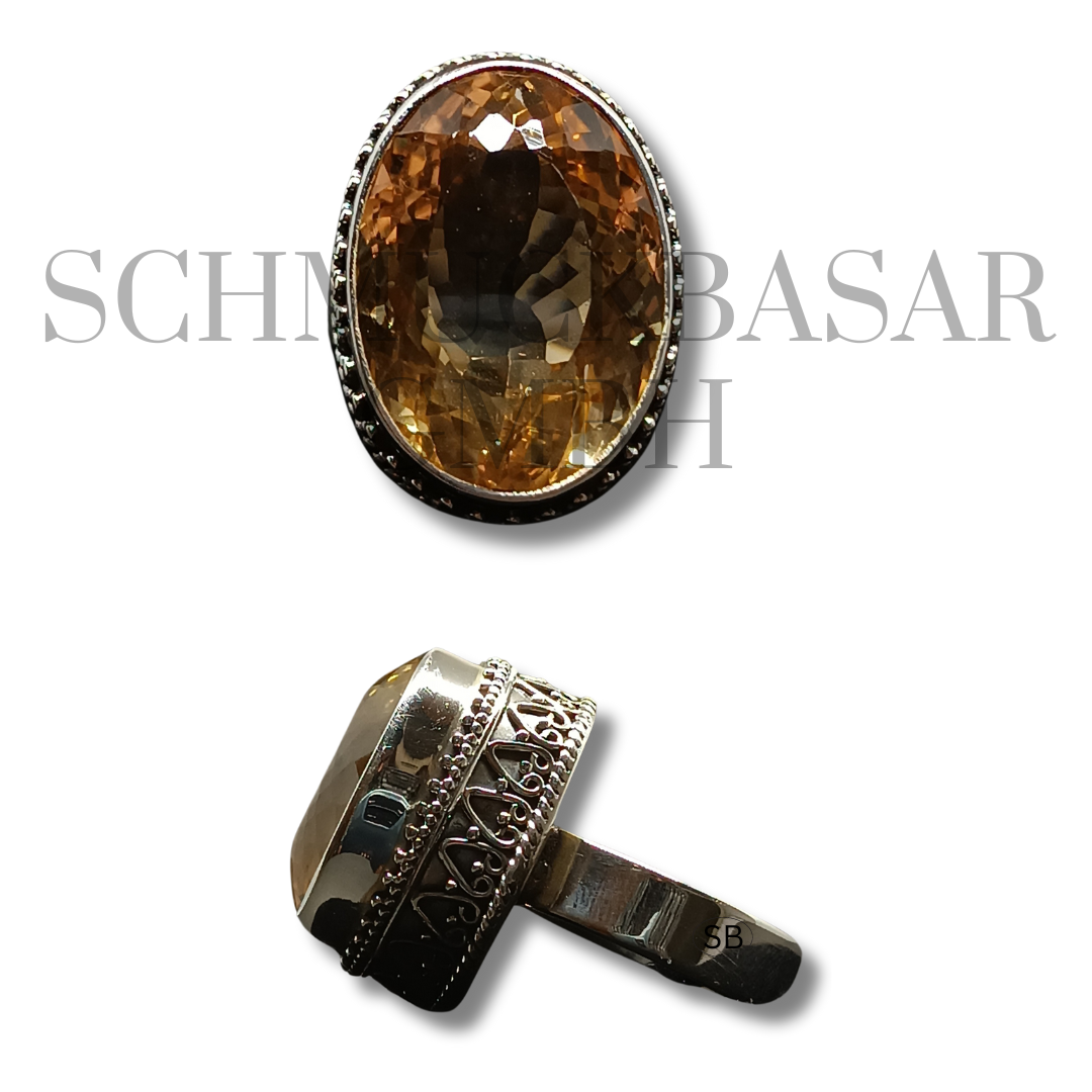 SILVER CITRINE STONE RINGS