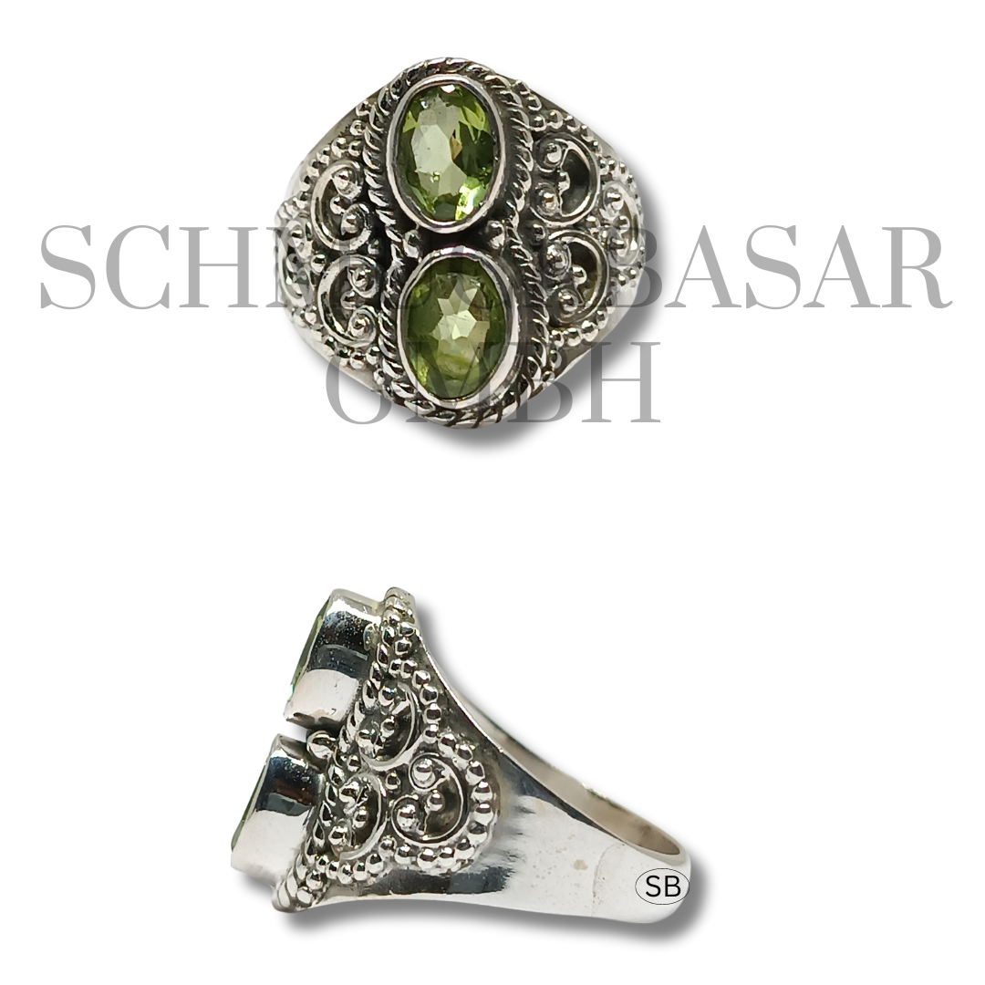 SILVER PERIDOT STONE RINGS