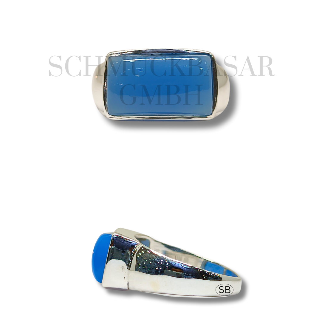 SILVER BLUE CHALCEDONY STONE RINGS