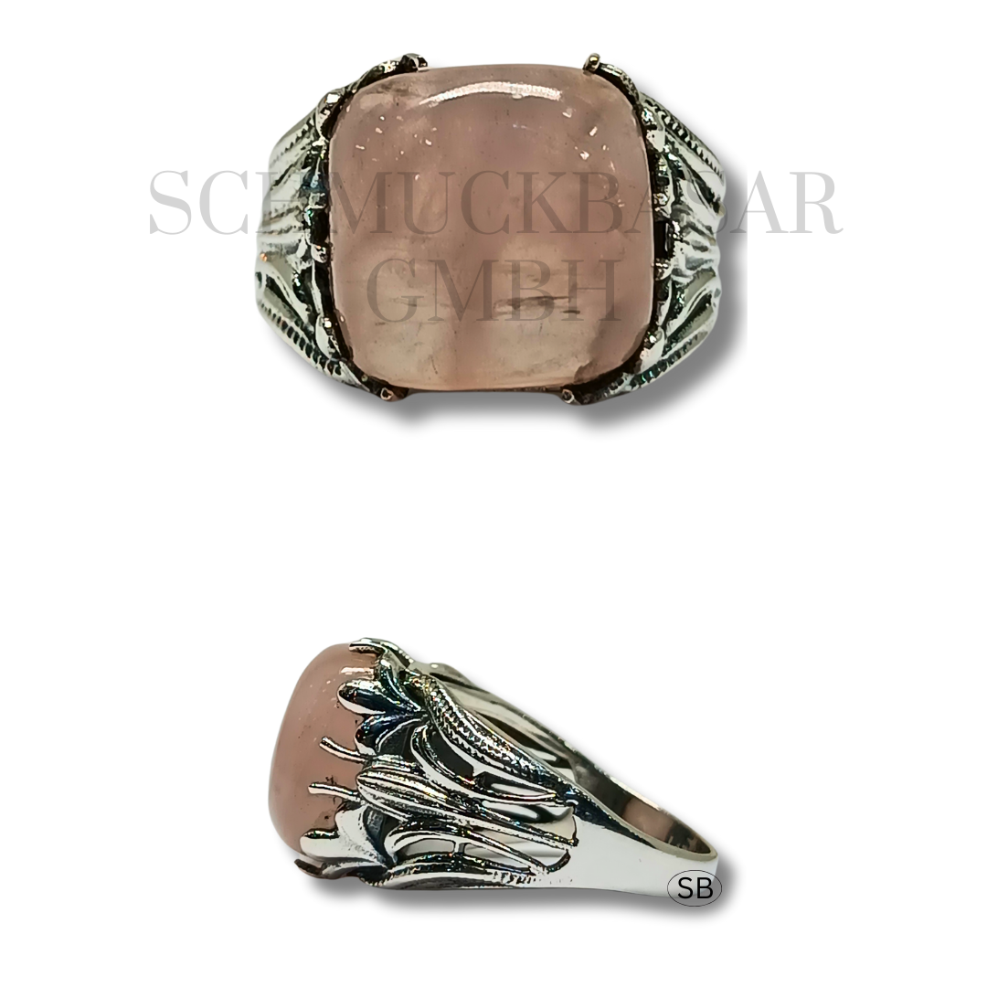 SILVER ROSE QUARTZ STONE RINGS