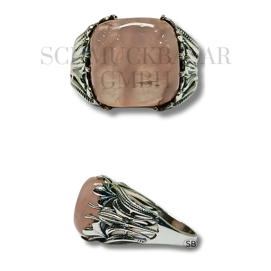 SILVER ROSE QUARTZ STONE RINGS