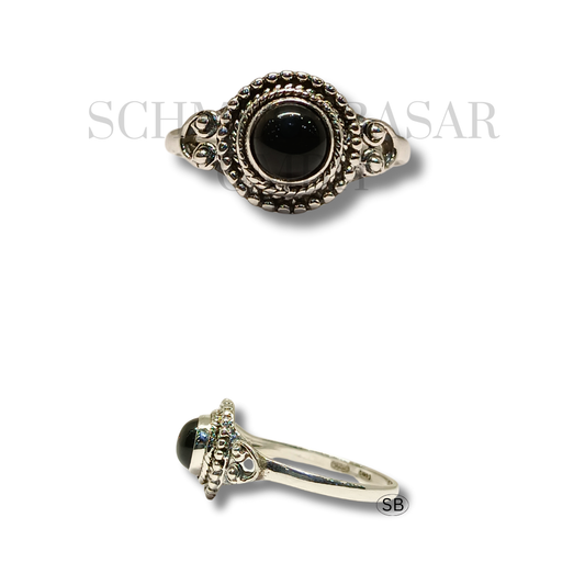 SILVER BLACK ONYX STONE RINGS
