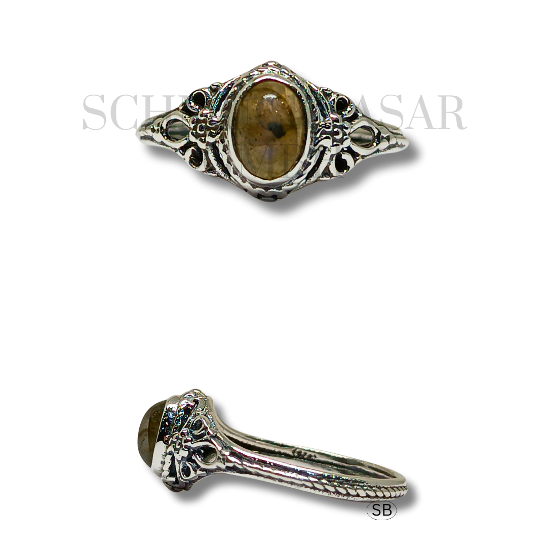 SILVER LABRADORITE STONE RINGS