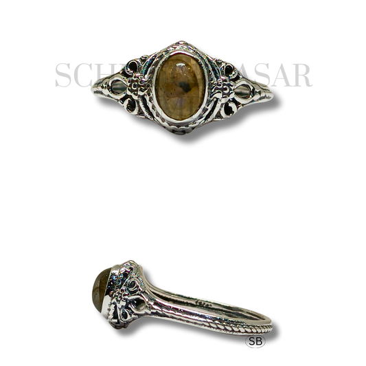 SILVER LABRADORITE STONE RINGS