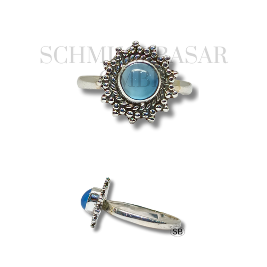 SILVER BLUE CHALCEDONY STONE RINGS