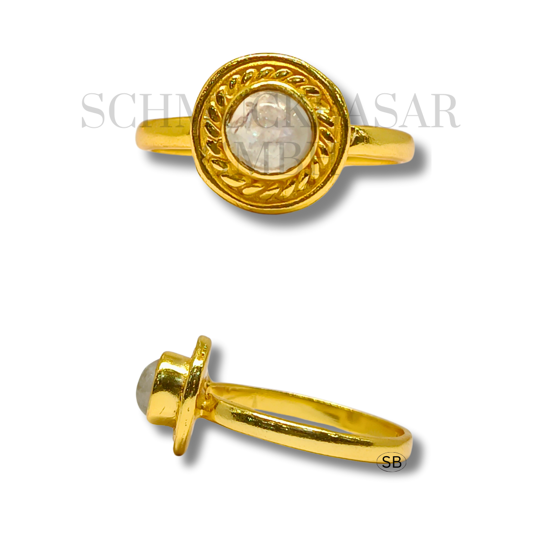 GOLD PLATED ROSE QUARTZ STONE RINGS