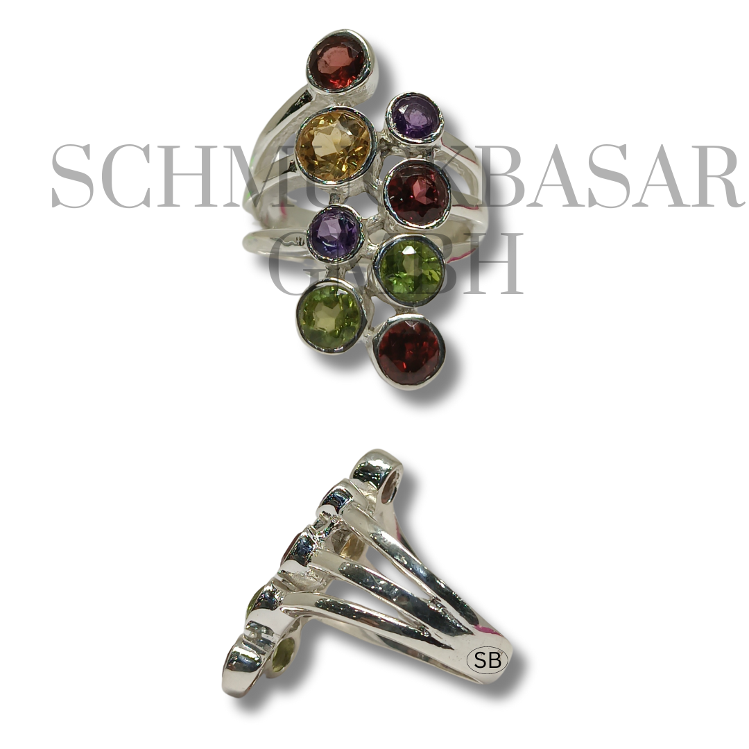 SILVER AMETHYST GARNET CITRINE PERIDOT STONE RINGS