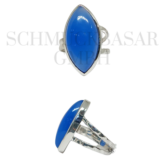 SILVER BLUE CHALCEDONE STONE RINGS