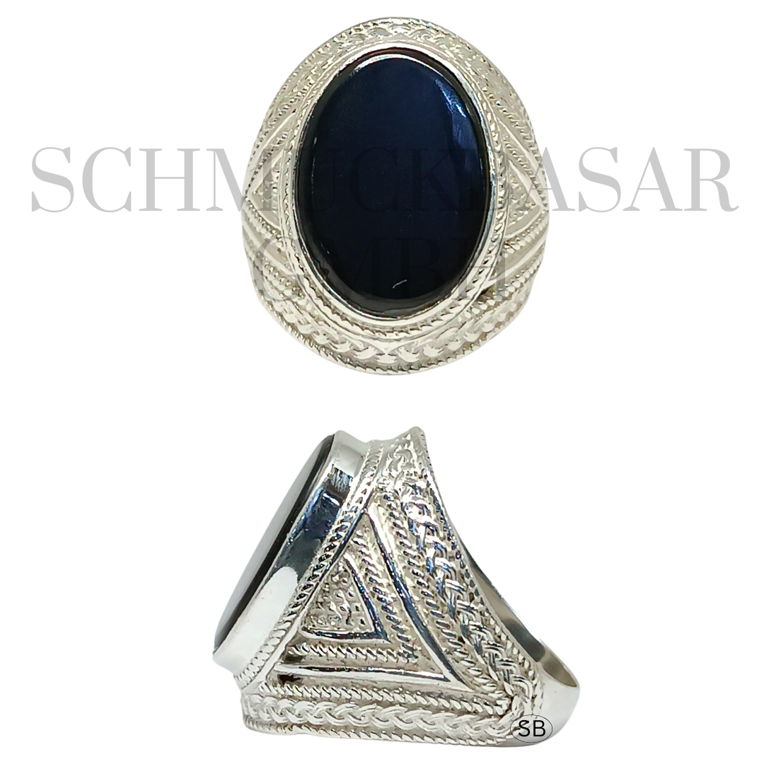 SILVER BLACK ONYX STONE RINGS