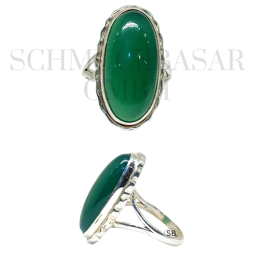 SILVER EMERALD STONE RINGS