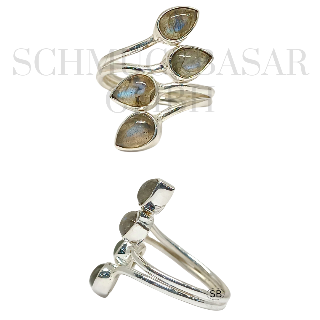 SILVER LABRADORITE STONE RINGS