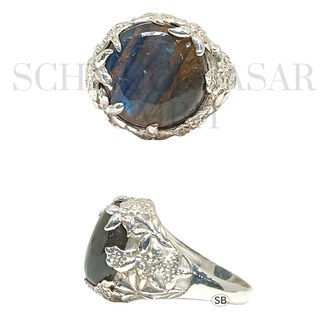 SILVER LABRADORITE STONE RINGS