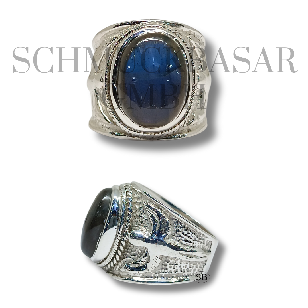 SILVER LABRADORITE STONE RINGS
