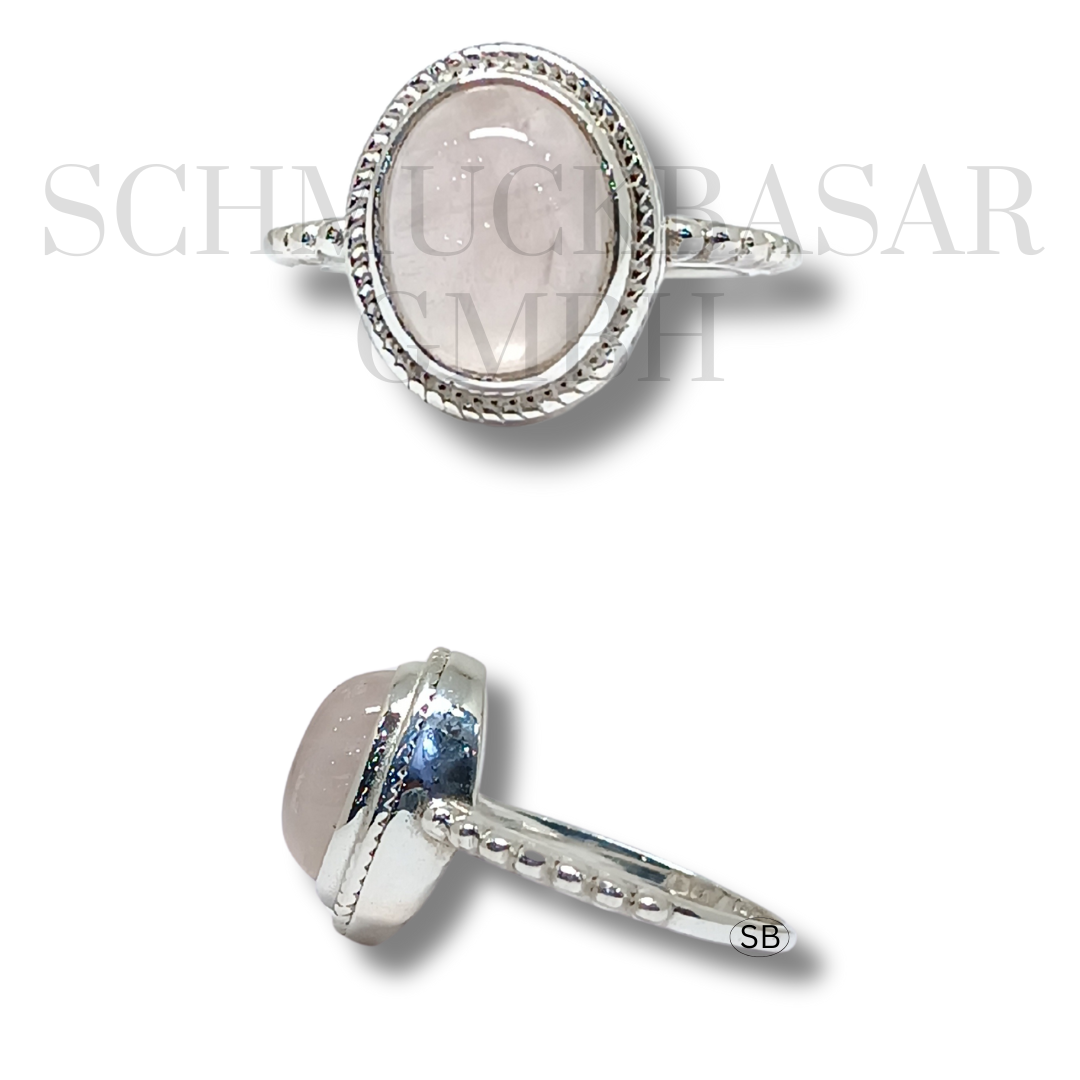 SILVER ROSE QUARTZ STONE RINGS